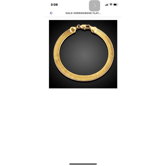 Gold Herringbone Flat Necklace Bracelet Set, Unisex, Two Piece 4mm - Picture 10 of 10